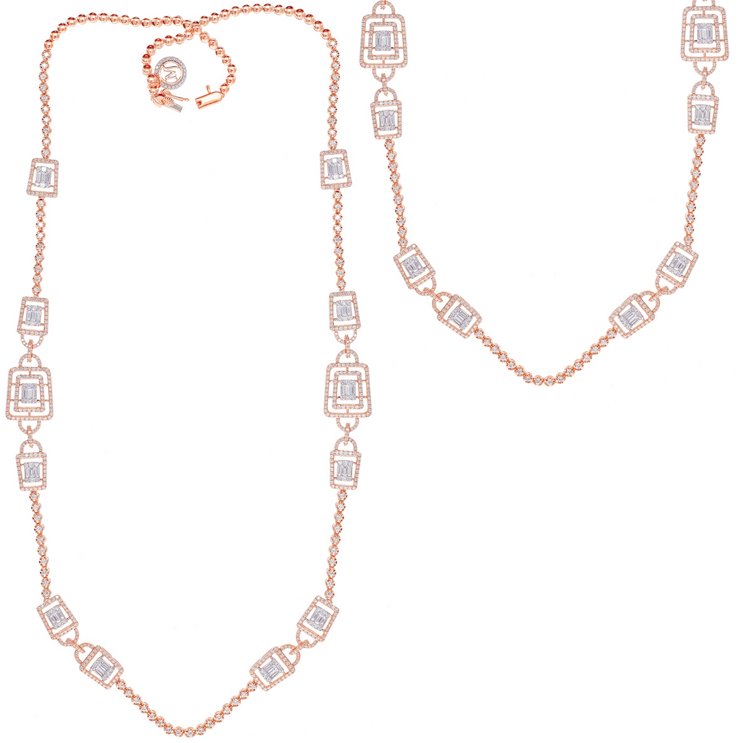 6.72Ct VVS/FG Diamond Long Chain in 18K Rose Gold
