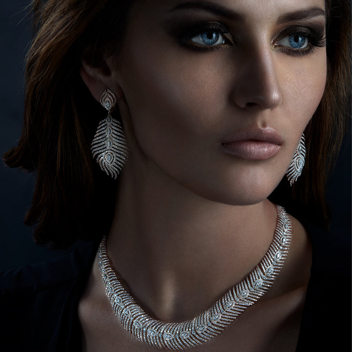 15.90Ct VVS/FG Diamond Necklace Set in 18K Rose Gold