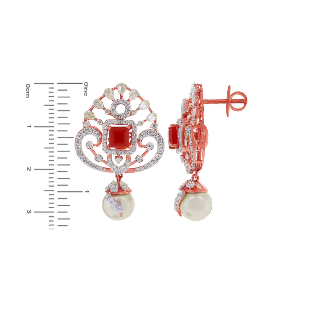 6.6Ct VVS/FG White And Rose Cut Diamond Pendant Set With Changeable Gemstones in 18K Rose Gold