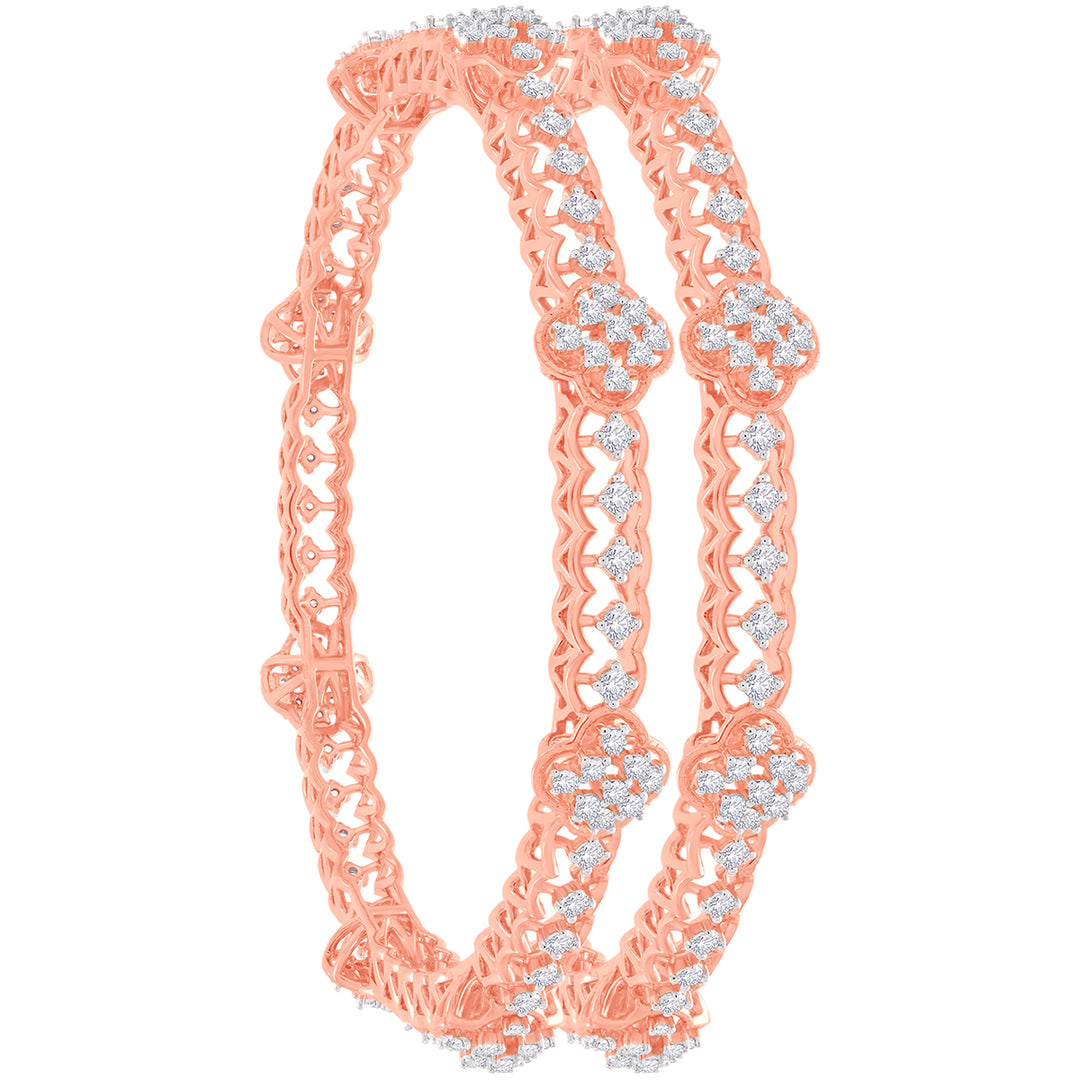 3.84Ct VVS/FG Diamond Set Of 2pcs Bangles in 18K Rose Gold