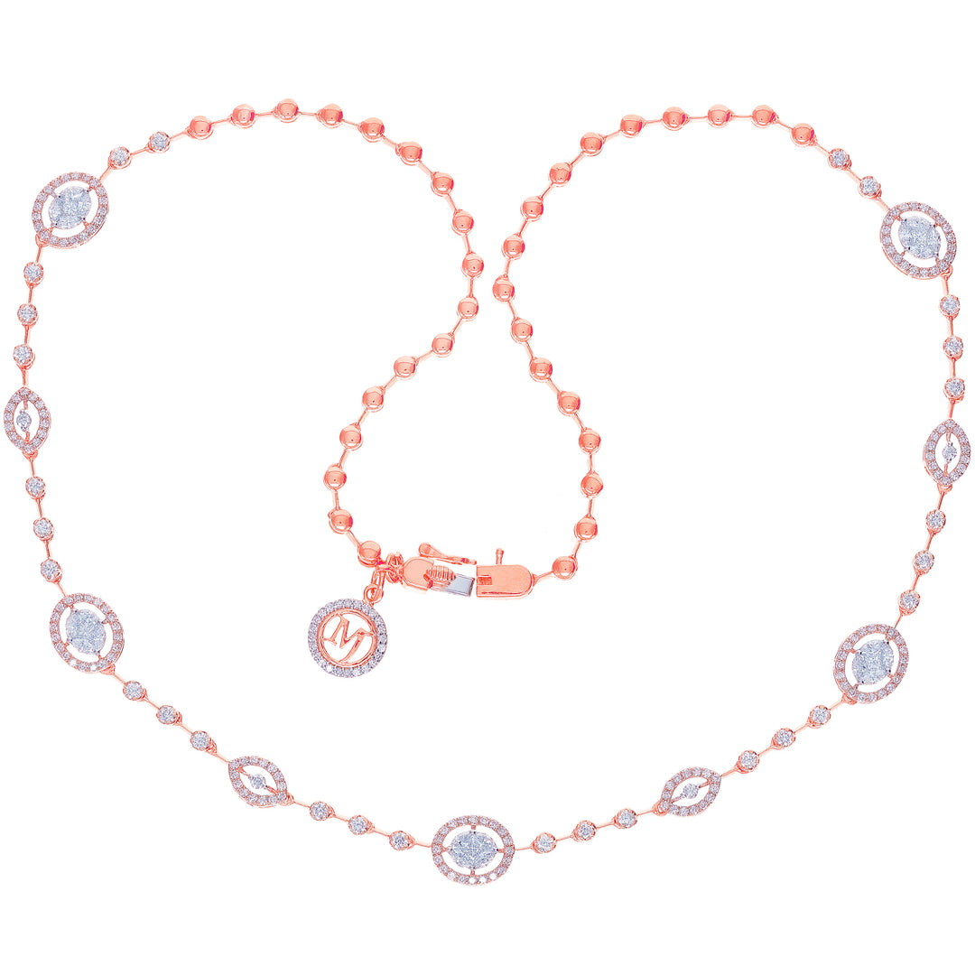 2.88Ct VVS/FG Diamond Necklace in 18K Rose Gold