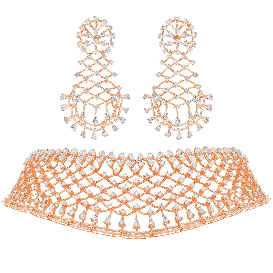 4.09Ct VVS/EF Diamond Choker Set in 18K Rose Gold