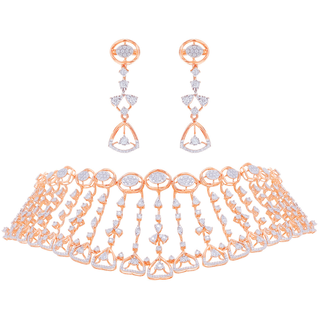 3.09Ct VVS/EF Diamond Choker Set in 18K Rose Gold