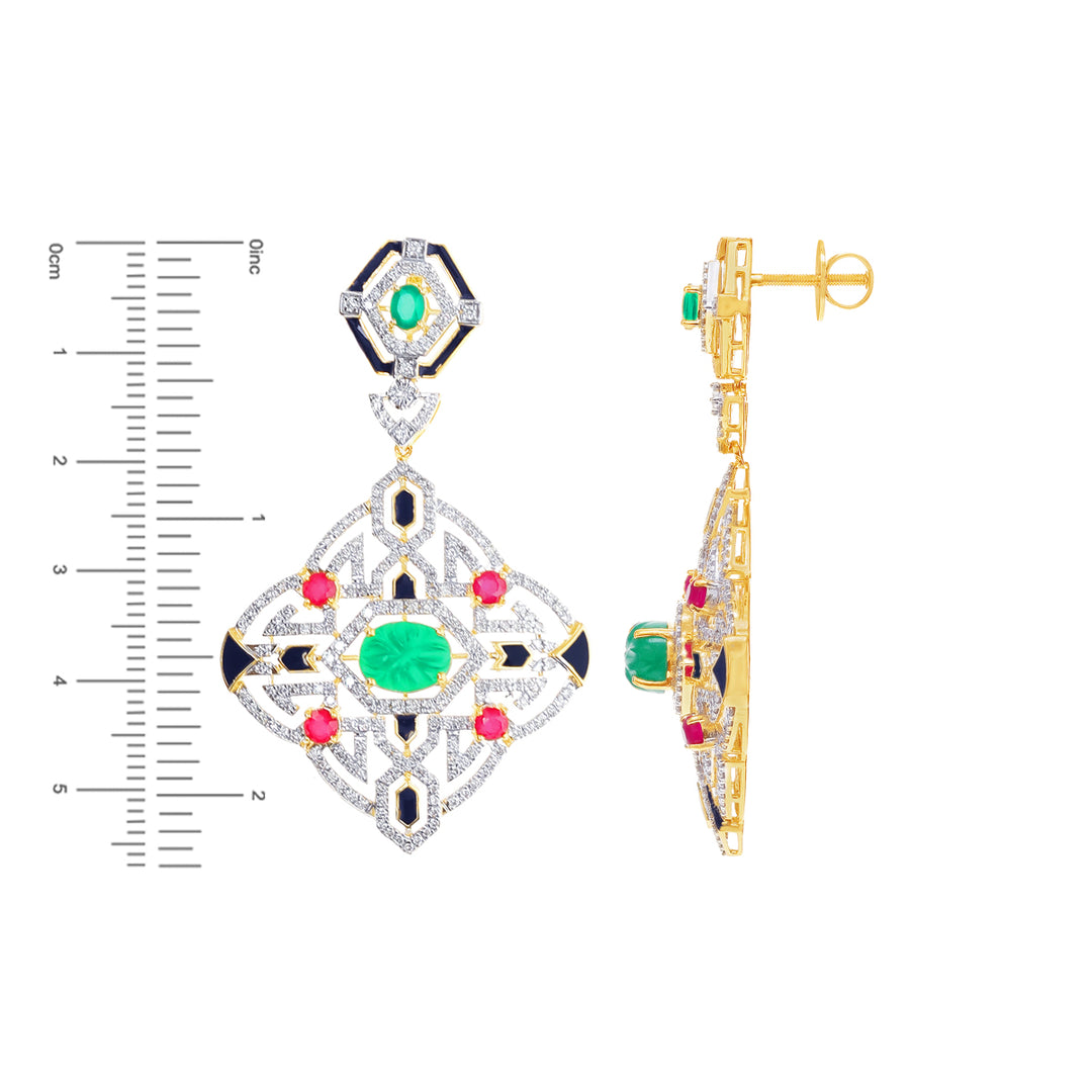 4.76Ct VS/GHI Diamond Patta Haaram With Gemstones in 18K Gold