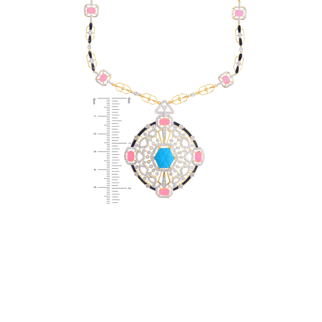 4.01Ct VS/GHI Diamond Patta Haaram With Gemstones in 18K Gold