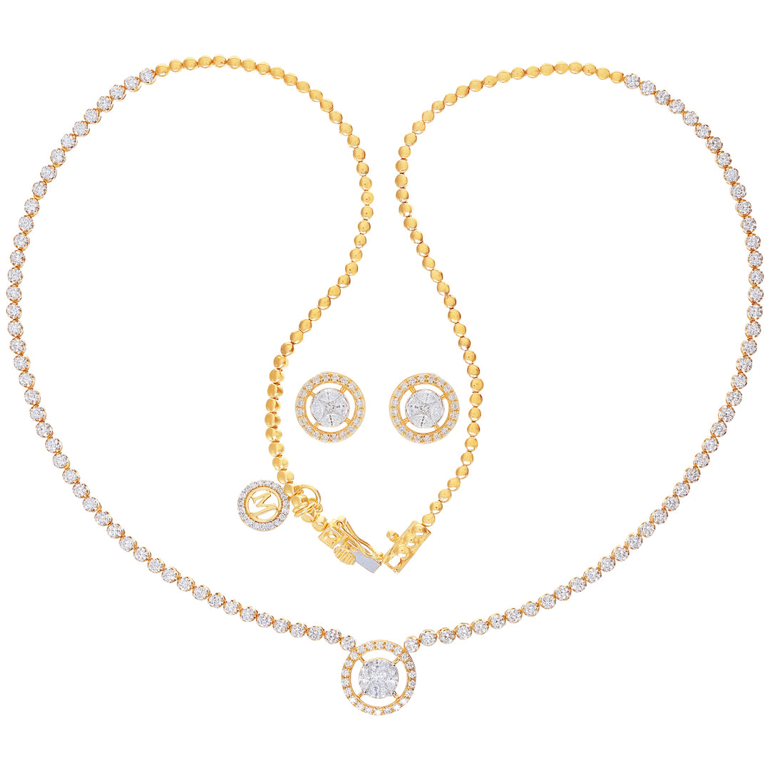 3.68Ct VVS/FG Diamond Necklace Set in 18K Gold