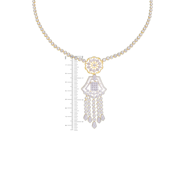 7.27Ct VVS/FG Diamond Necklace Set With Changeable Gemstones in 18K Gold