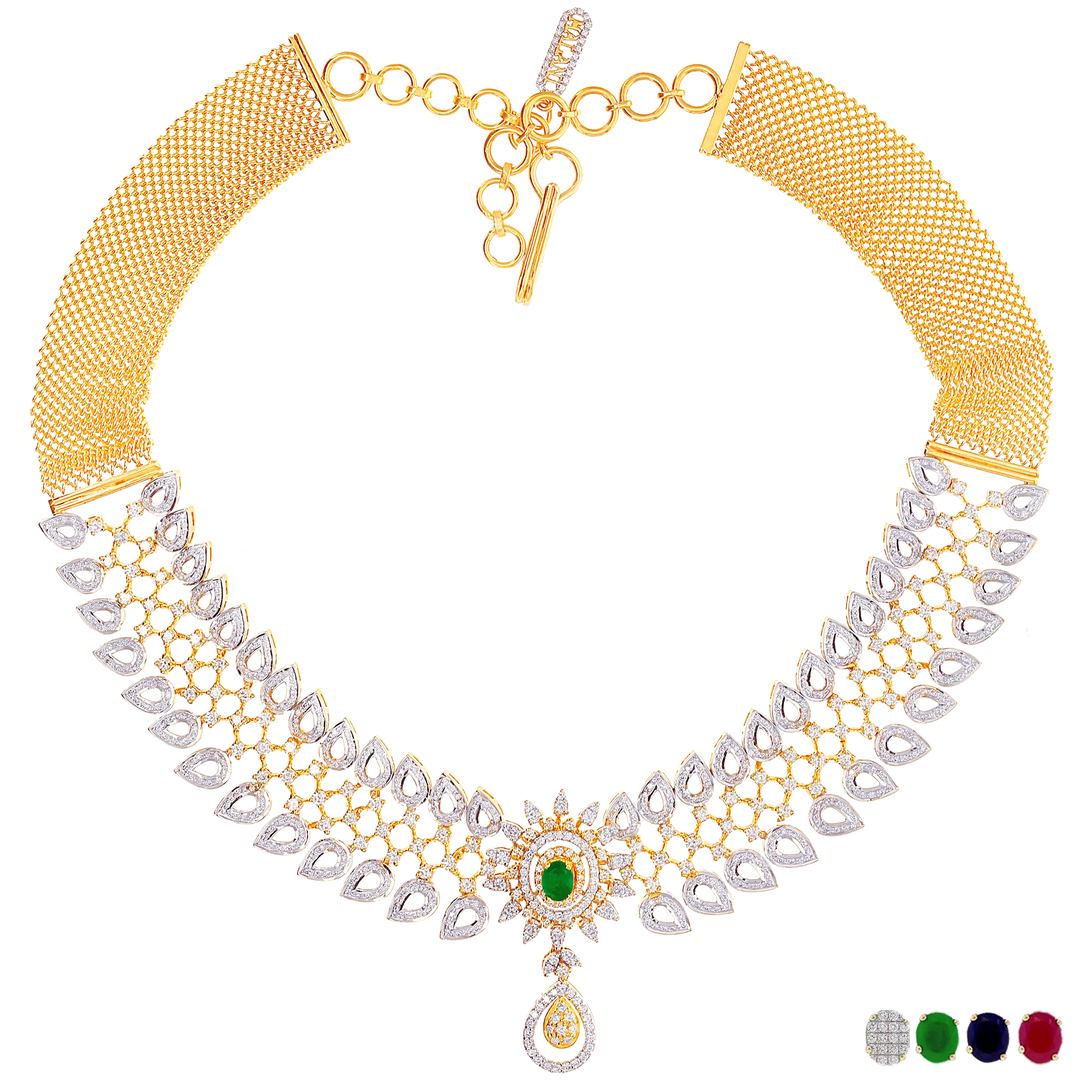 4.68Ct VVS/FG Diamond Necklace With Changeable Gemstones in 18K Gold