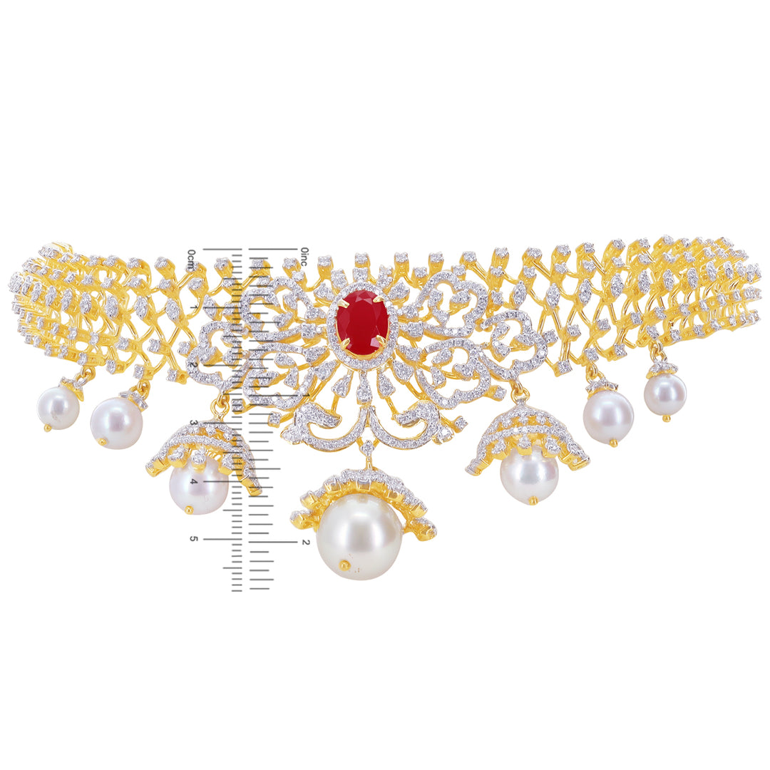 5.4Ct VVS/EF Diamond Choker With Changable Gemstones in 18K Gold