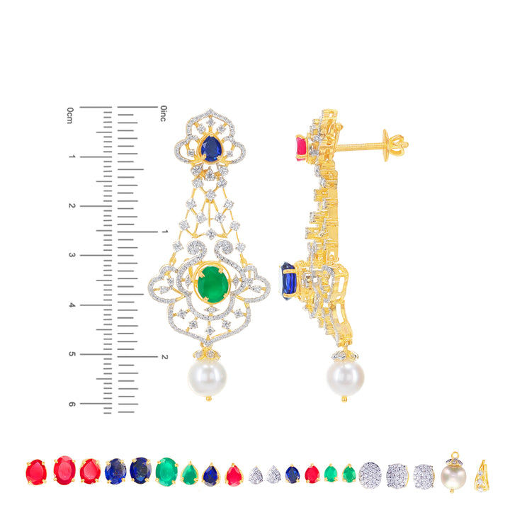 6.61Ct VVS/EF Diamond Necklace Set With Changable Gemstones in 18K Gold