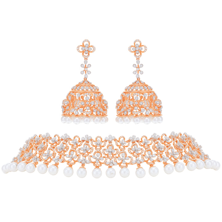 6.38Ct VVS/FG Diamond Choker Set in 18K Rose Gold