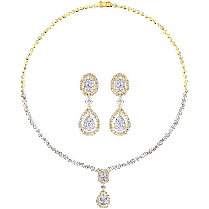 6.37Ct VVS/FG Diamond Necklace Set  in 18K Gold