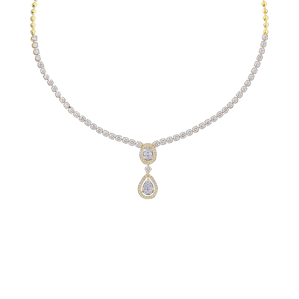 6.37Ct VVS/FG Diamond Necklace Set  in 18K Gold