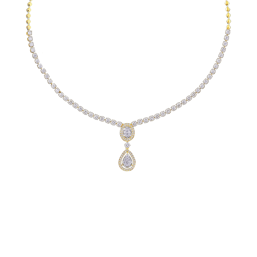 6.37Ct VVS/FG Diamond Necklace Set  in 18K Gold