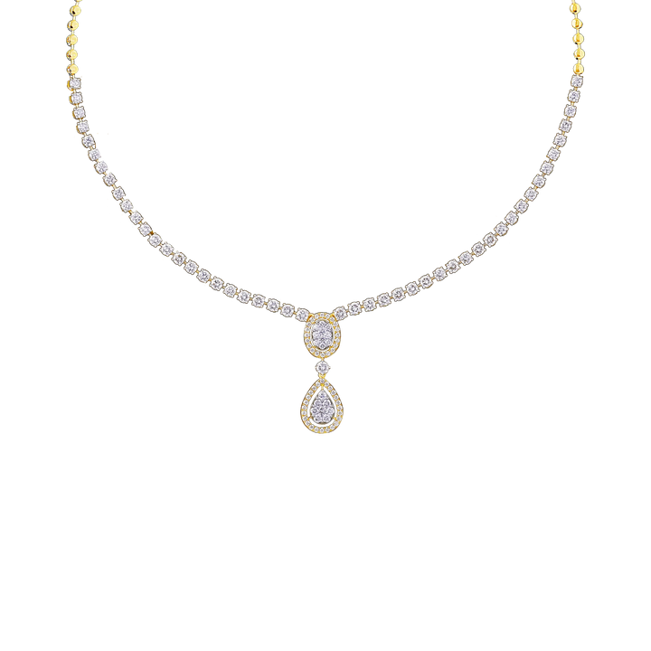 6.37Ct VVS/FG Diamond Necklace Set  in 18K Gold