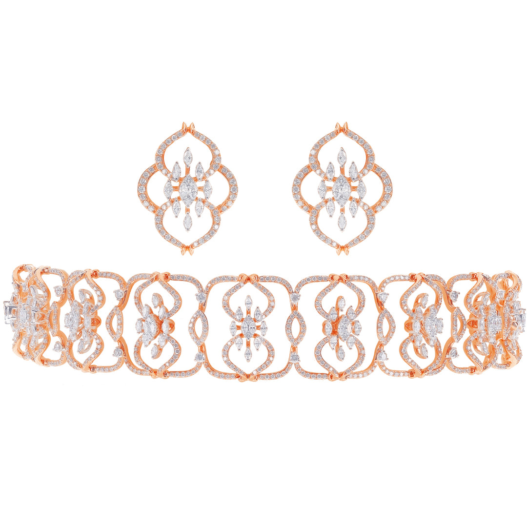 8.27Ct VVS/FG Diamond Choker Set in 18K Rose Gold
