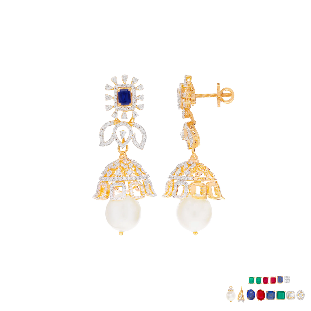 8.97Ct VVS/EF Diamond Necklace Set With Changeable Gemstones in 18K Gold