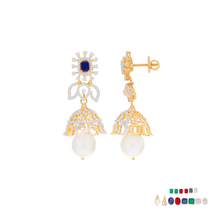 8.97Ct VVS/EF Diamond Necklace Set With Changeable Gemstones in 18K Gold