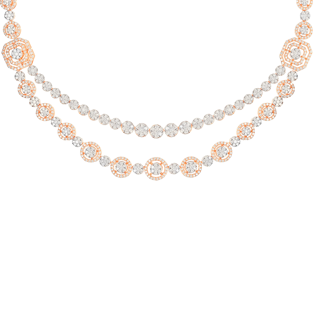 8.59Ct VVS/FG Diamond Necklace Set in 18K Rose Gold
