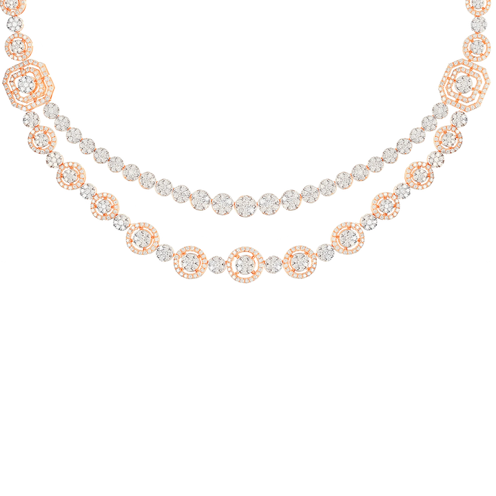 8.59Ct VVS/FG Diamond Necklace Set in 18K Rose Gold