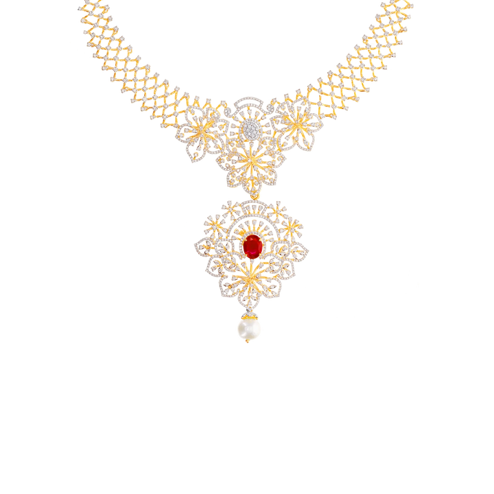 8.04Ct VVS/EF Diamond Necklace Set With Changeable Gemstone in 18K Gold