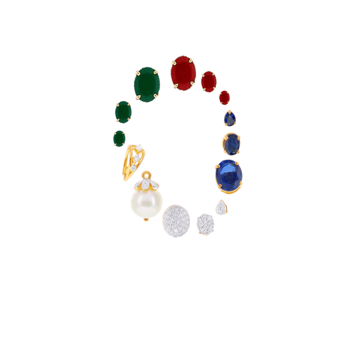 8.04Ct VVS/EF Diamond Necklace Set With Changeable Gemstone in 18K Gold