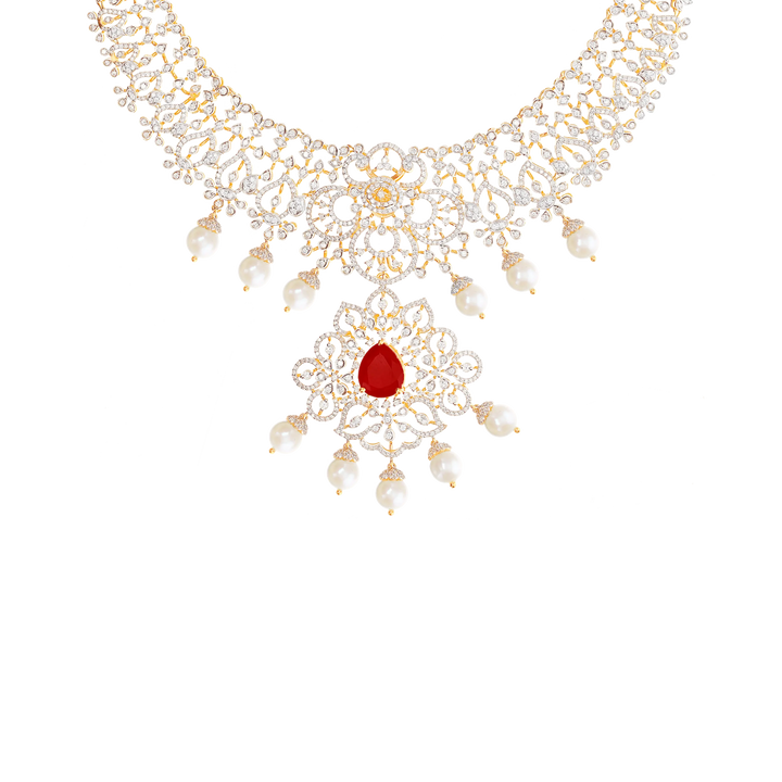 7.40Ct VVS/EF Diamond Necklace With Changeable Gemstones in 18K Gold