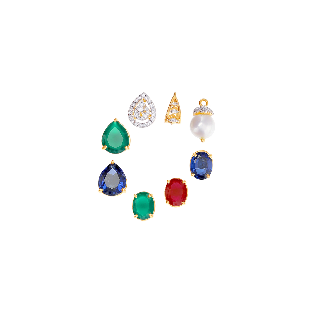 7.40Ct VVS/EF Diamond Necklace With Changeable Gemstones in 18K Gold