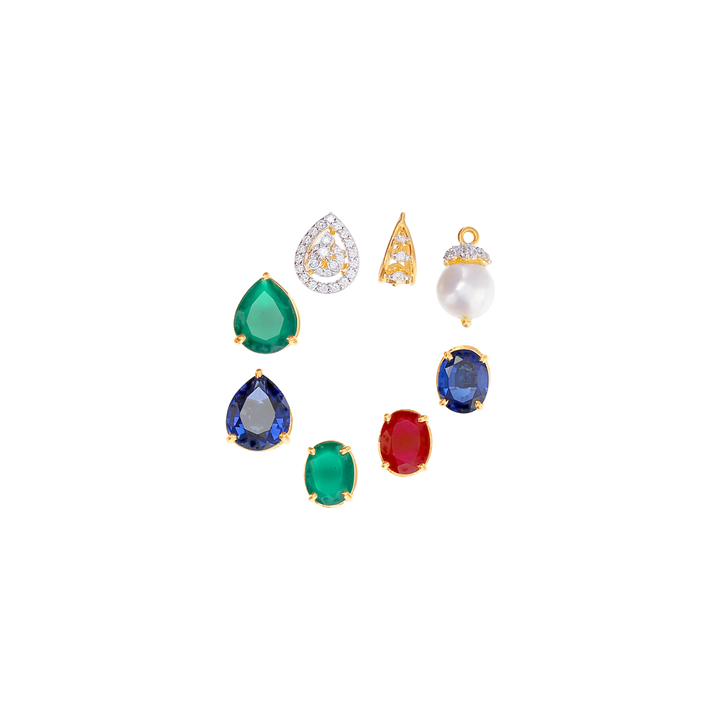 7.40Ct VVS/EF Diamond Necklace With Changeable Gemstones in 18K Gold