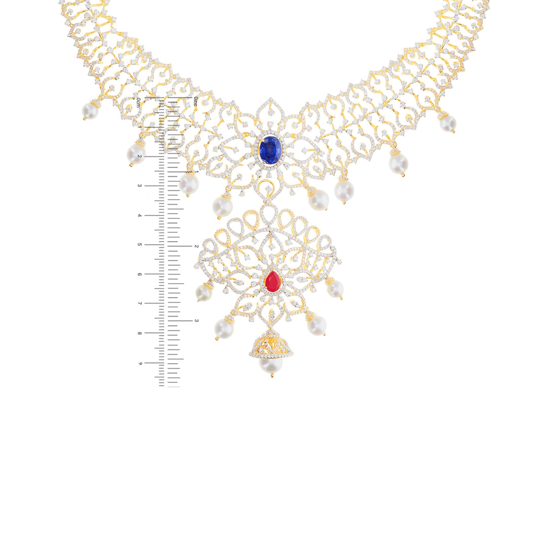 9.84Ct VVS/EF Diamond Necklace With Changeable Gemstones in 18K Gold