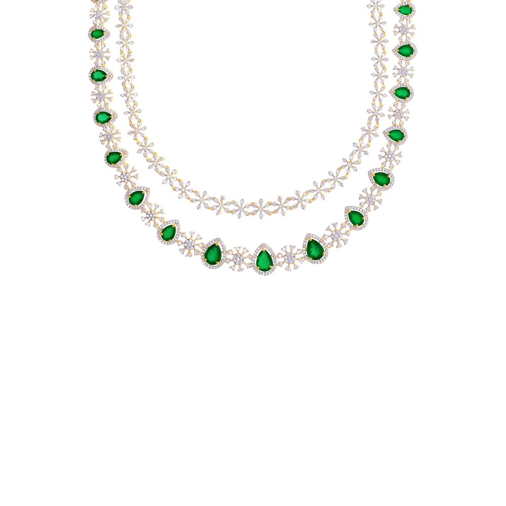 13.71Ct VVS/EF Diamond Patta Haaram With Gemstones in 18K Gold