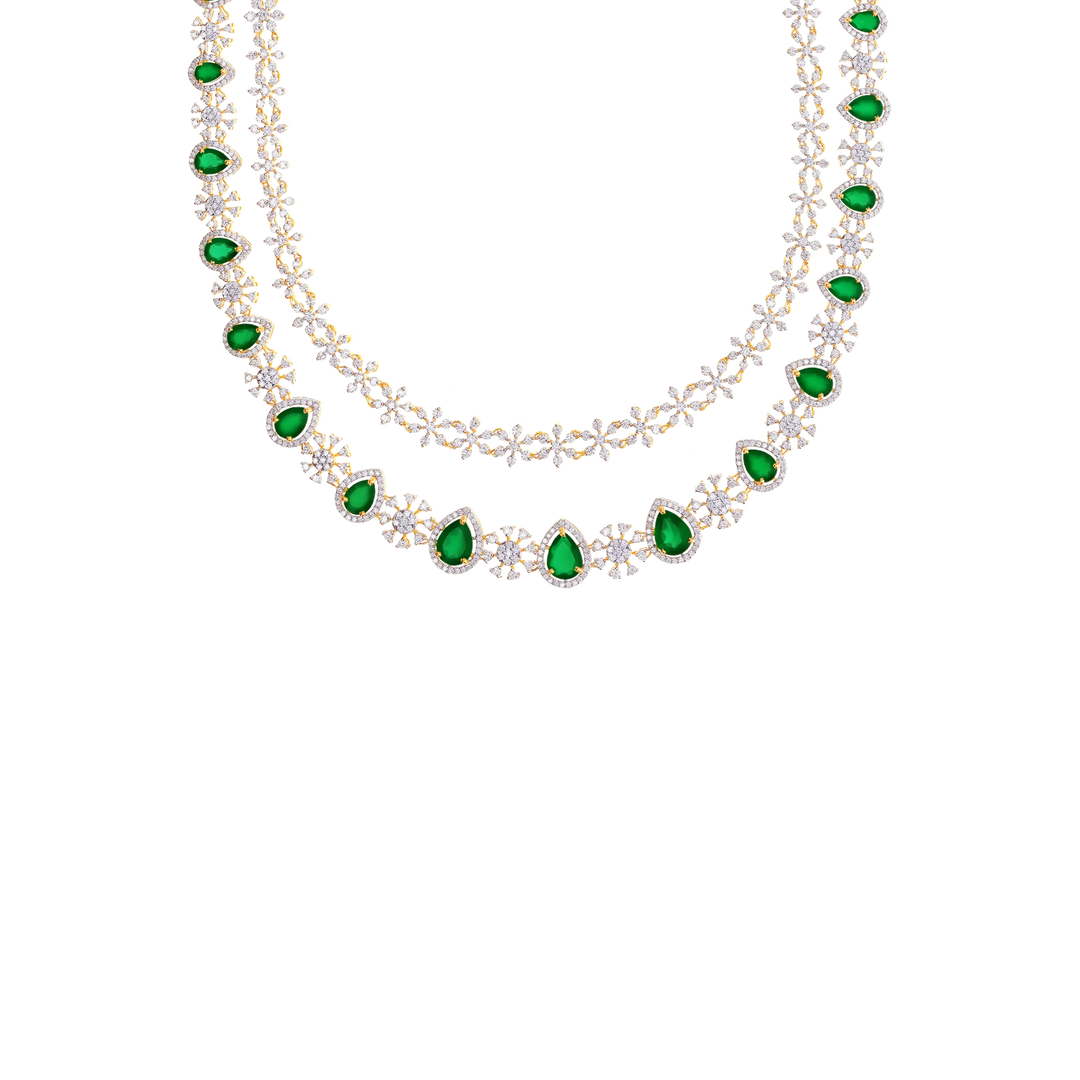 13.71Ct VVS/EF Diamond Patta Haaram With Gemstones in 18K Gold