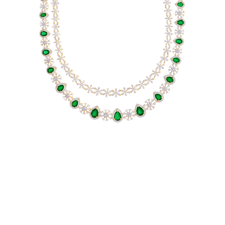 13.71Ct VVS/EF Diamond Patta Haaram With Gemstones in 18K Gold