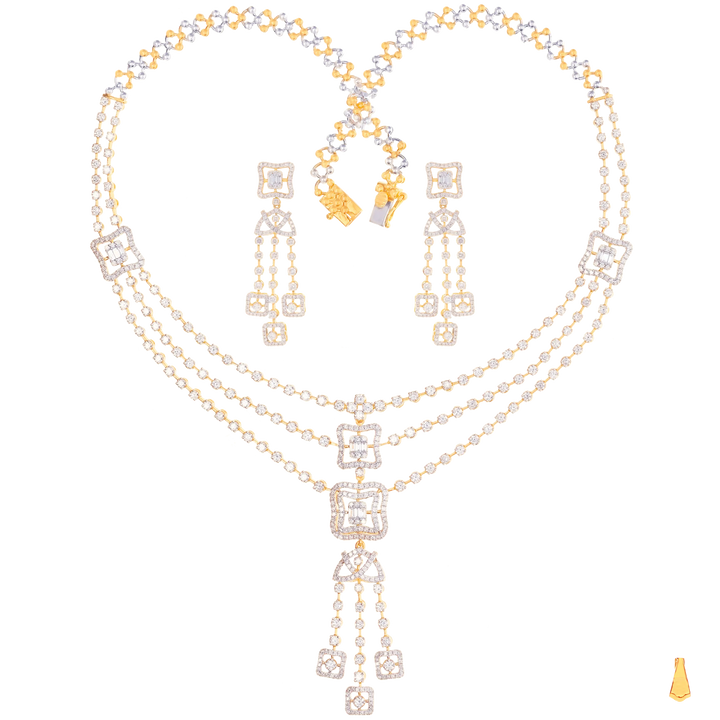 10.58Ct VVS/FG Diamond Multi Layered Necklace Set With in 18K Gold