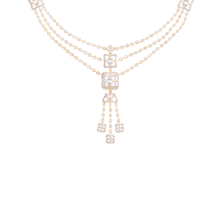 10.58Ct VVS/FG Diamond Multi Layered Necklace Set With in 18K Gold