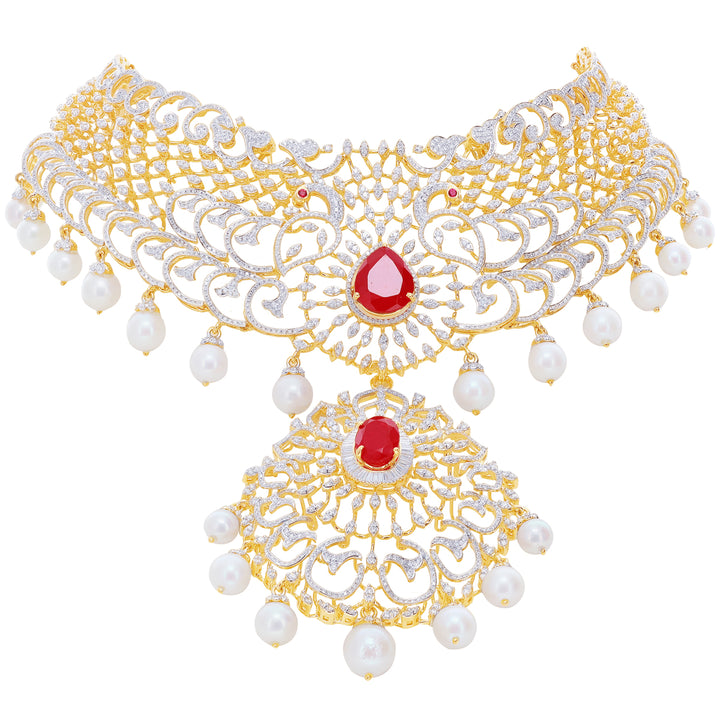 13.86Ct VVS/EF Diamond Choker With Changable Gemstones in 18K Gold