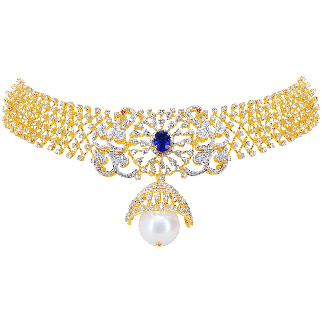 13.86Ct VVS/EF Diamond Choker With Changable Gemstones in 18K Gold