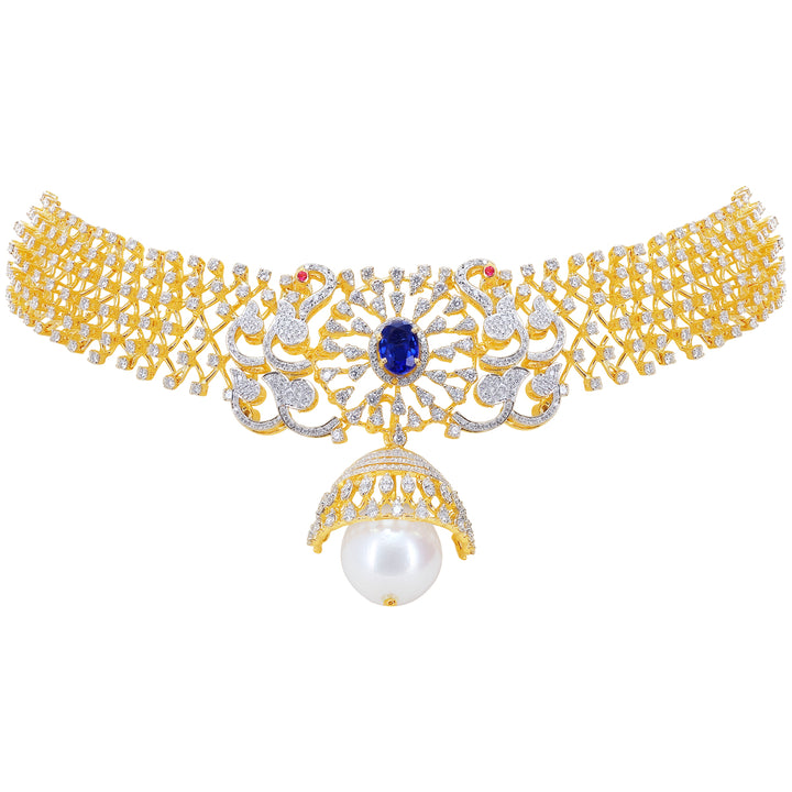 13.86Ct VVS/EF Diamond Choker With Changable Gemstones in 18K Gold