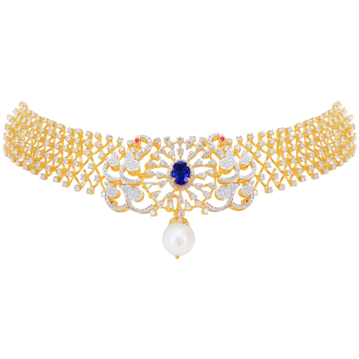 13.86Ct VVS/EF Diamond Choker With Changable Gemstones in 18K Gold