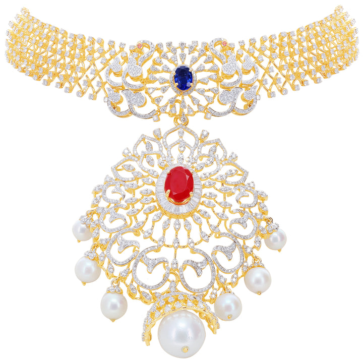13.86Ct VVS/EF Diamond Choker With Changable Gemstones in 18K Gold