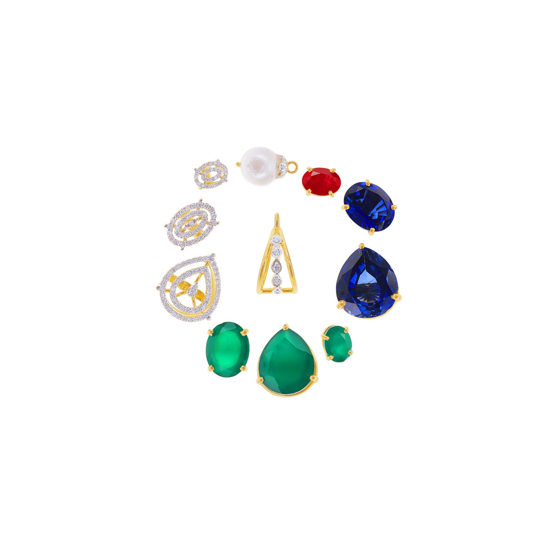 13.86Ct VVS/EF Diamond Choker With Changable Gemstones in 18K Gold