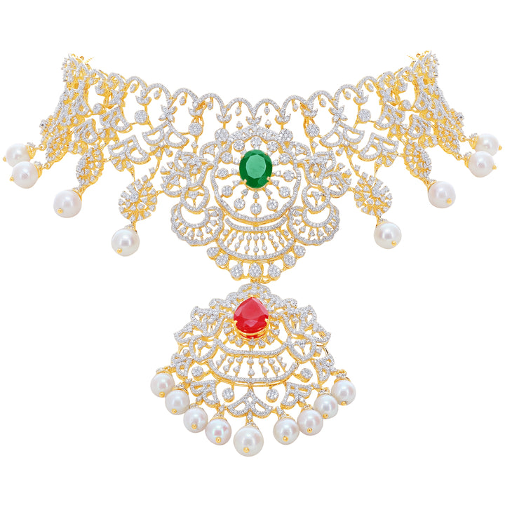 13.85Ct VVS/EF Diamond Choker With Changable Gemstones in 18K Gold