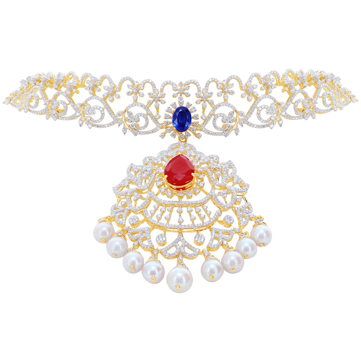 13.85Ct VVS/EF Diamond Choker With Changable Gemstones in 18K Gold