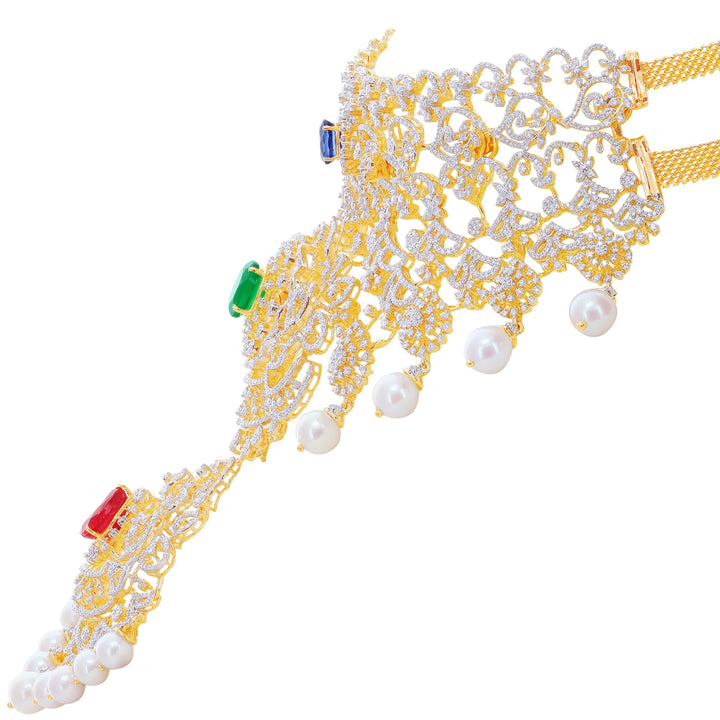 13.85Ct VVS/EF Diamond Choker With Changable Gemstones in 18K Gold