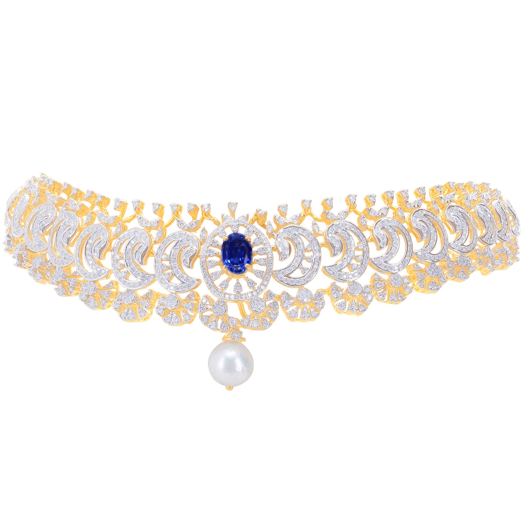 15.16Ct VVS/EF Diamond Choker With Changeable Gemstones in 18K Gold