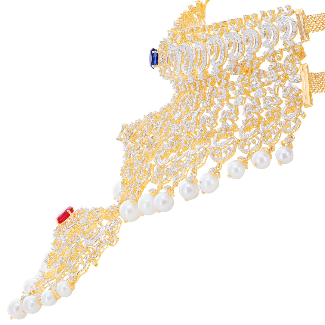 15.16Ct VVS/EF Diamond Choker With Changeable Gemstones in 18K Gold