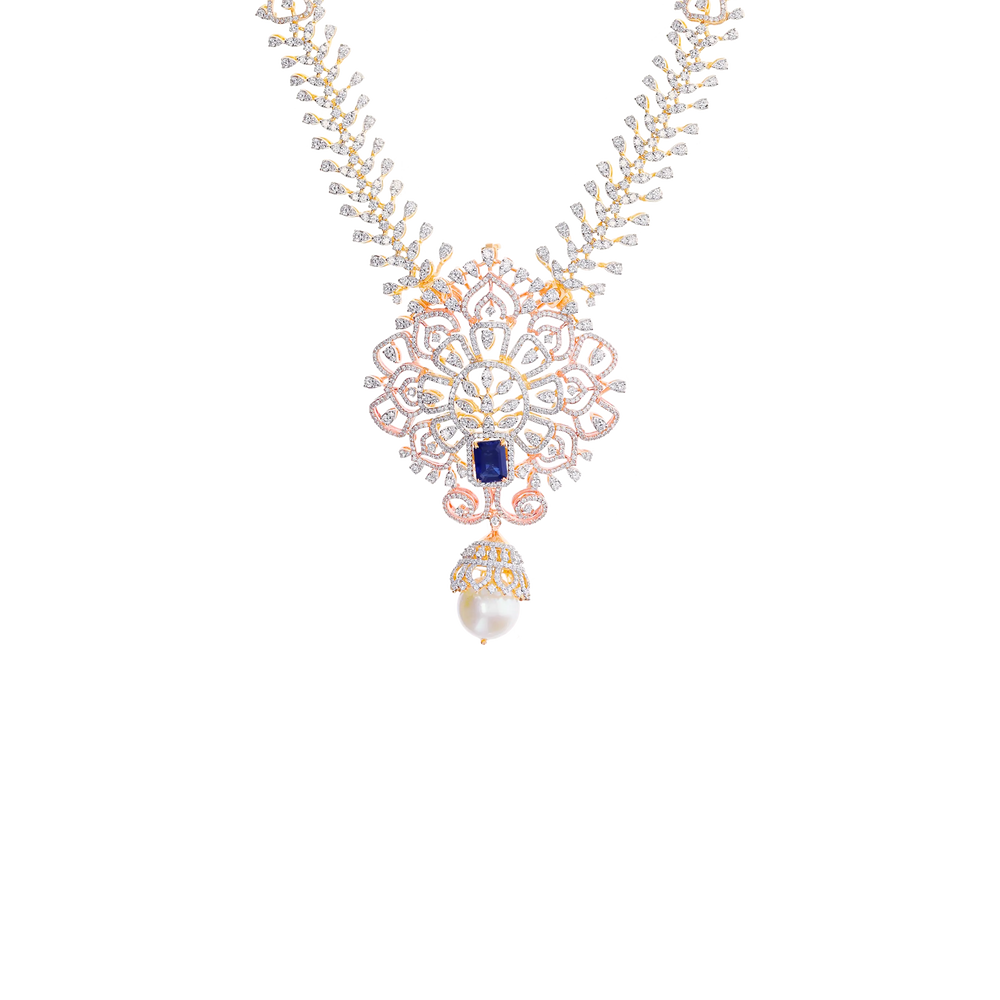 16.82Ct VVS/EF Diamond Patta Haaram With Changeable Gemstones in 18K Gold