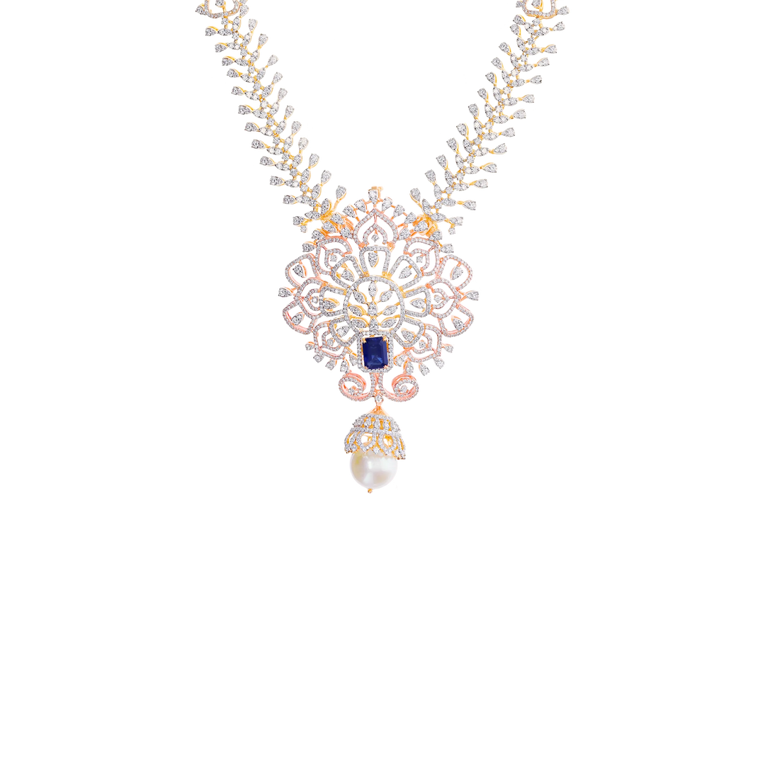 16.82Ct VVS/EF Diamond Patta Haaram With Changeable Gemstones in 18K Gold
