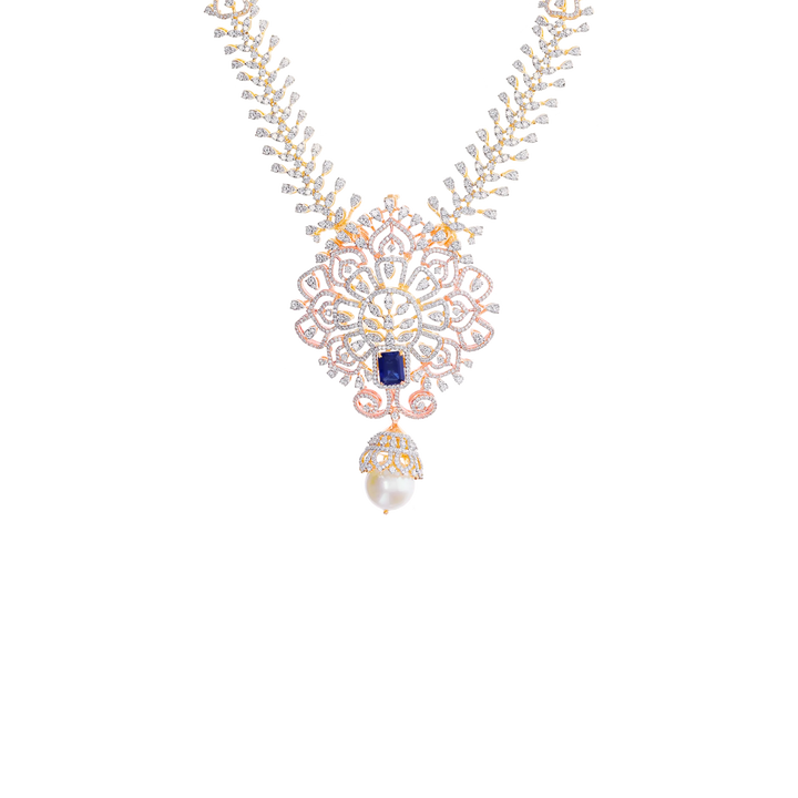 16.82Ct VVS/EF Diamond Patta Haaram With Changeable Gemstones in 18K Gold
