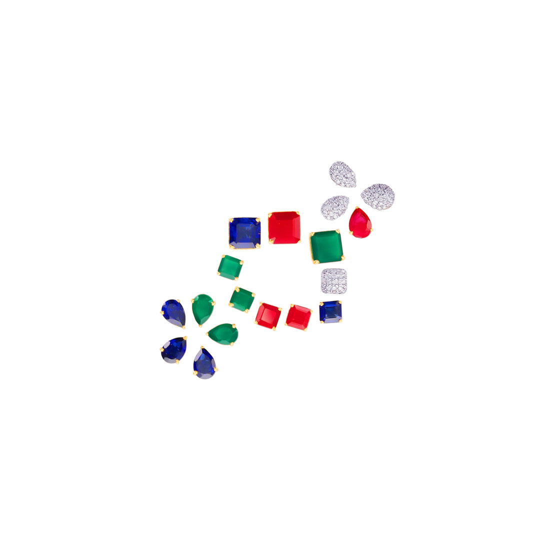 17.16Ct VVS/EF Diamond Patta Haarm With Changeable Gemstones in 18K Gold